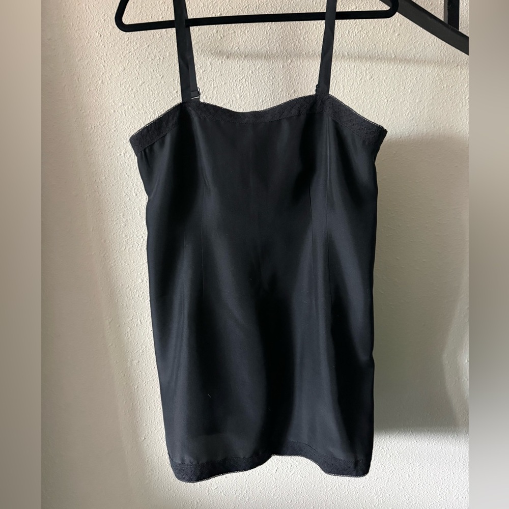 Eileen Fisher Silk Black Camisole Lace Trim